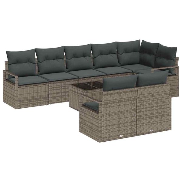 vidaXL Sofa Set 9 pcs Grau Poly-Rattan