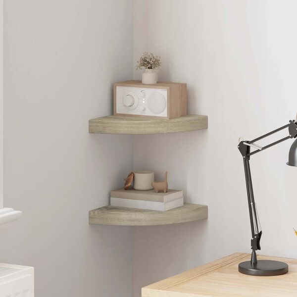 vidaXL Eck-Schweberegale 2 Stk. Eichen-Optik 25x25x3,8 cm MDF