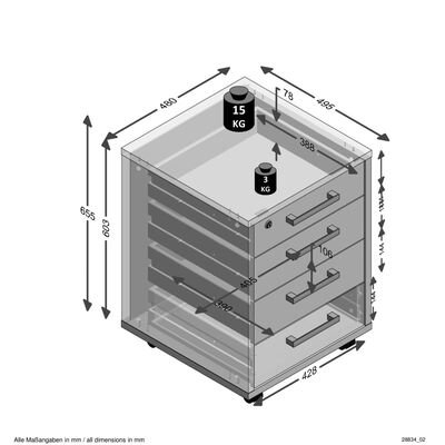 FMD Rollcontainer 48x49,5x65,5 cm Weiß