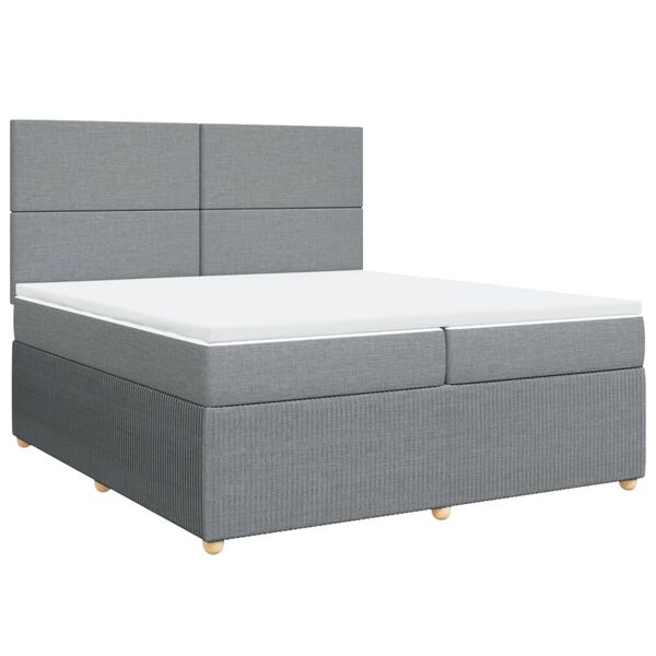 vidaXL Boxspringbett mit Matratze Hellgrau 200x200 cm Stoff