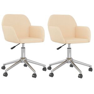 vidaXL Esszimmerst&uuml;hle 2 Stk. Drehbar Creme Stoff
