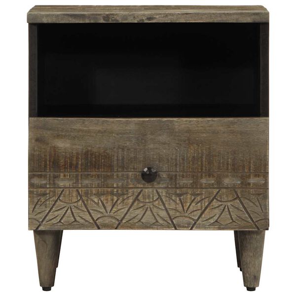 vidaXL Nachttisch Hellgrau 40x33x46 cm Massivholz Mango