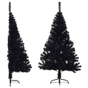 vidaXL Künstlicher Halb-Weihnachtsbaum mit Ständer Schwarz 150 cm PVC