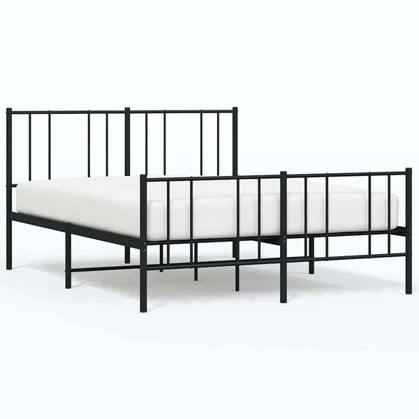 vidaXL Metallbett ohne Matratze mit Fu&szlig;teil Schwarz 160x200 cm