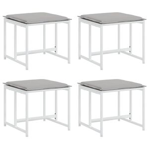 vidaXL Gartenhocker mit Kissen 4 Stk. Wei&szlig; Stahl und Textilene