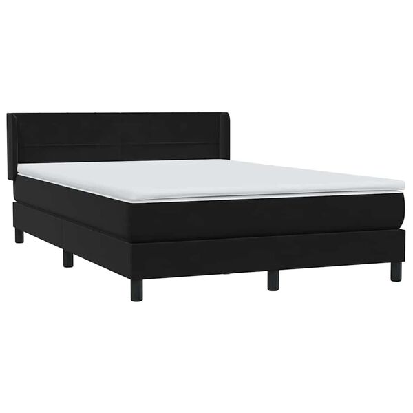 vidaXL Boxspringbett mit Matratze Schwarz 140x210 cm Samt
