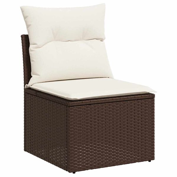 vidaXL 8-tlg. Garten-Sofagarnitur mit Kissen Braun Poly Rattan