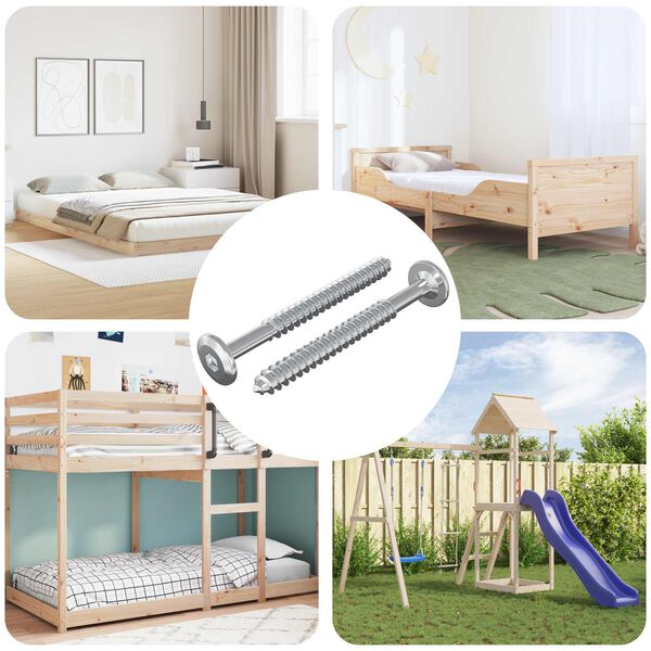 vidaXL Holzschrauben 2 pcs Silber M6 x 70 mm Stahl