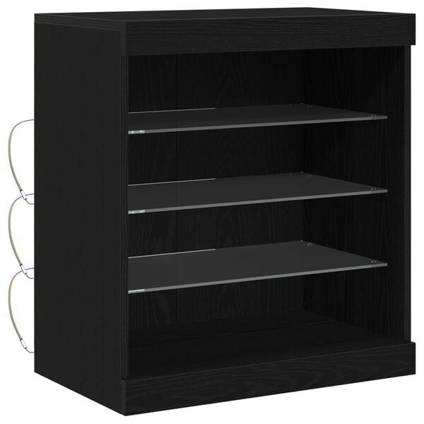 vidaXL LED-Sideboard Schwarz Eichen-Optik 60,5 x 37 x 67 cm