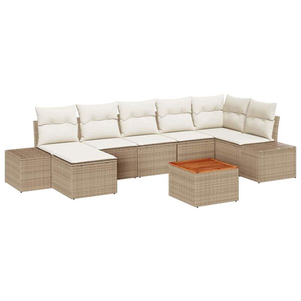 vidaXL Garten-Sofa-Set 8 pcs Beige und Wei&szlig;