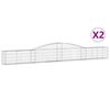 vidaXL Gabionen mit Hochbogen 2 Stk. 400x30x40/60 cm Verzinktes Eisen