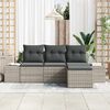 vidaXL Sofa Set mit Kissen 4 pcs Hellgrau Poly Rattan