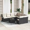vidaXL Sofa Set mit Kissen 9 pcs Schwarz und Creme Poly-Rattan