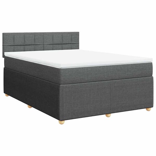 vidaXL Boxspringbett mit Matratze Dunkelgrau 160x200 cm Stoff