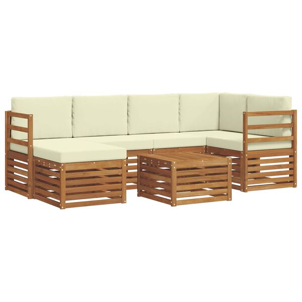 vidaXL Sofagarnituren 7 pcs Natur und Creme Massivholz Akazie