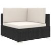 vidaXL Modular-Sofa-Eckteil 1 Stk. + Auflagen Poly Rattan Schwarz