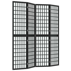 vidaXL 4-tlg. Paravent Japanischer Stil Faltbar 160x170 cm Schwarz