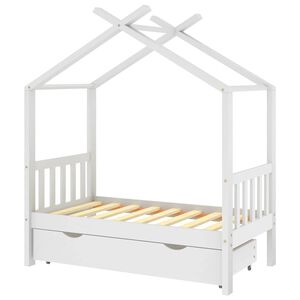 vidaXL Kinderbett mit Schublade Wei&szlig; Massivholz Kiefer 70x140 cm