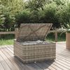 vidaXL Gartenhocker mit Kissen Grau 55x55x30 cm Poly Rattan