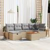 vidaXL Garten-Sofa-Set mit Kissen mit Speicher 7 pcs Beige Poly Rattan