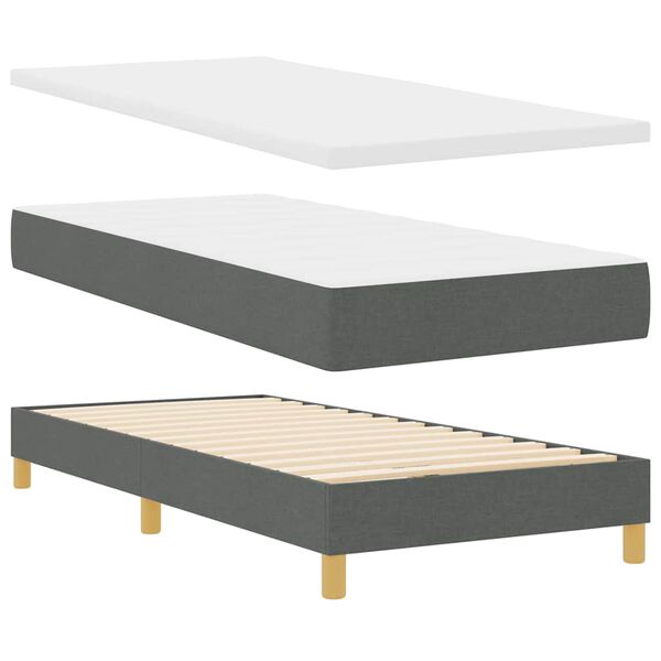 vidaXL Boxspringbett mit Matratze Dunkelgrau 190 x 90 cm Polyester