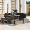 vidaXL Gartensofa-set mit Kissen mit Speicher 8 pcs Grau Poly Rattan