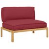 vidaXL Sofa Set mit Kissen Weinrot 120 x 80 x 69 cm Massivholz Akazie