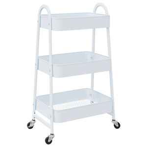 vidaXL Aufbewahrungswagen 3 Etagen Wei&szlig; 42x41,5x77 cm Stahl