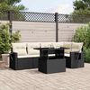 vidaXL 6-tlg. Garten-Sofagarnitur mit Kissen Schwarz Poly Rattan