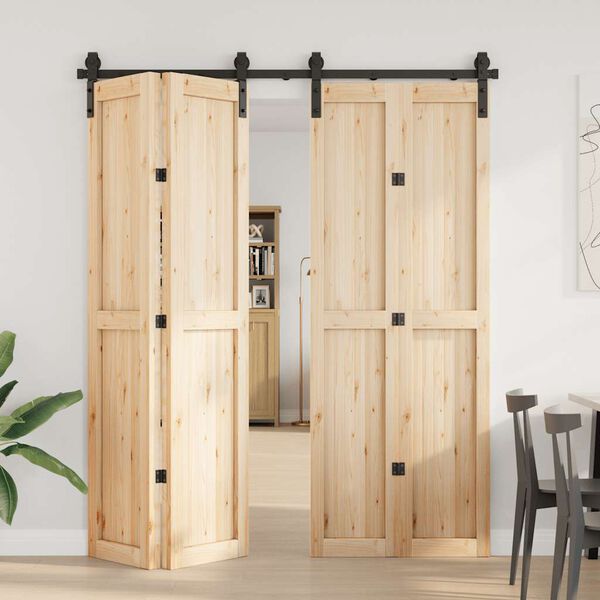 vidaXL Schiebetürbeschlag-Set 183 cm Stahl Schwarz