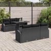 vidaXL Gartensofa-set mit Kissen 7 pcs Schwarz Poly Rattan