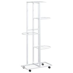 vidaXL Blumenst&auml;nder 5-Etagen mit Rollen 44x23x100 cm Wei&szlig; Eisen