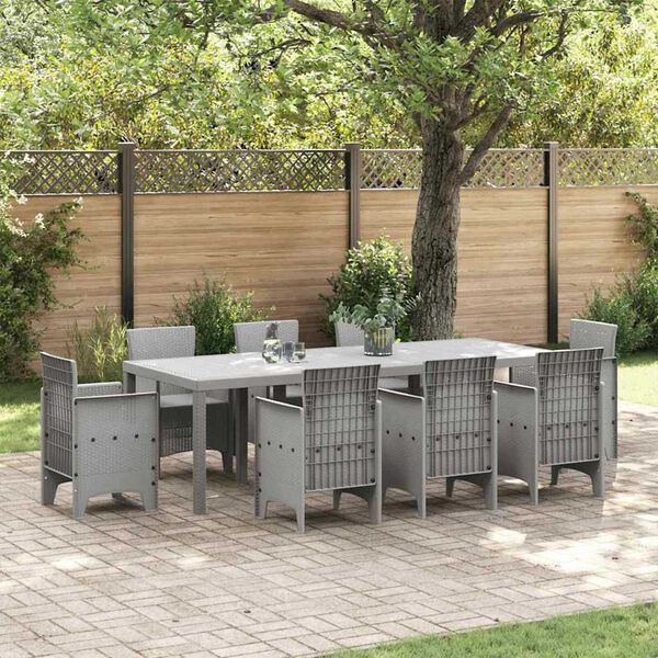 vidaXL Garten-Esstisch Hellgrau 250 x 100 x 73 cm Poly-Rattan