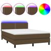 vidaXL Boxspringbett mit Matratze & LED Dunkelbraun 140x190 cm Stoff
