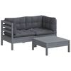 vidaXL 3-tlg. Garten-Lounge-Set mit Anthrazit Kissen Kiefernholz