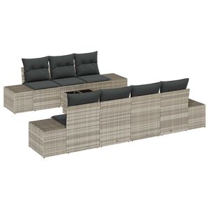 vidaXL Sofa Set mit Kissen 8 pcs Hellgrau Poly Rattan