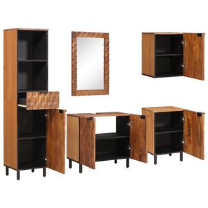 vidaXL Badezimmer Sets 5 Stk. Akazie Braun Winish Massivholz Mango