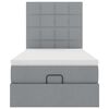 vidaXL Ottoman-Bett mit Matratze & LEDs Hellgrau 90x190 cm Stoff