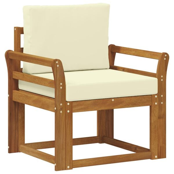 vidaXL Outdoor-Sofa Massives Akazienholz und Polyester Natur