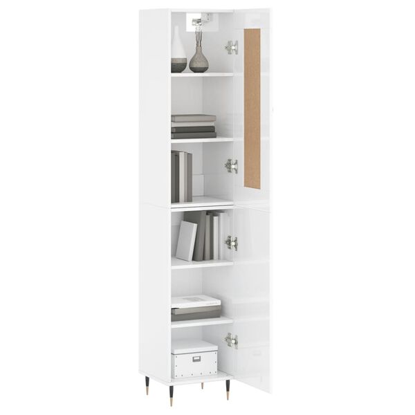 vidaXL Highboard Hochglanz-Wei&szlig; 34,5x34x180 cm Holzwerkstoff