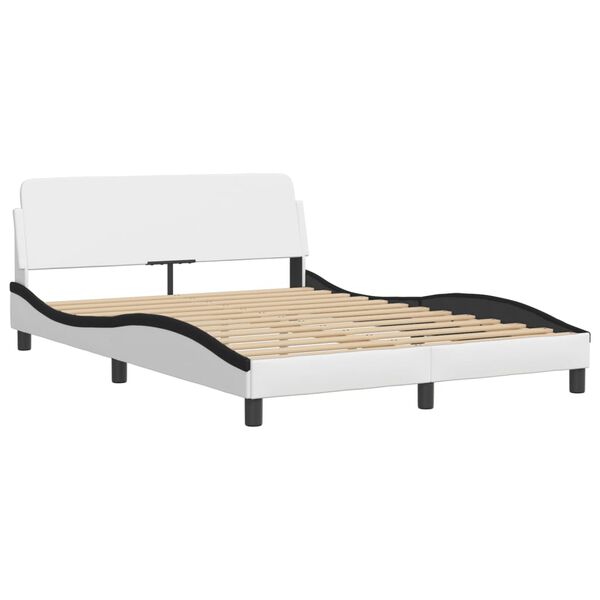 vidaXL Bett "Viana" mit Matratze Wei&szlig; und Schwarz 140x190 cm Kunstleder