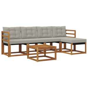 vidaXL Outdoor-Sofagarnitur mit Kissen 6 pcs Nat&uuml;rlich und Hellgrau