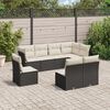vidaXL 8-tlg. Garten-Sofagarnitur mit Kissen Schwarz Poly Rattan
