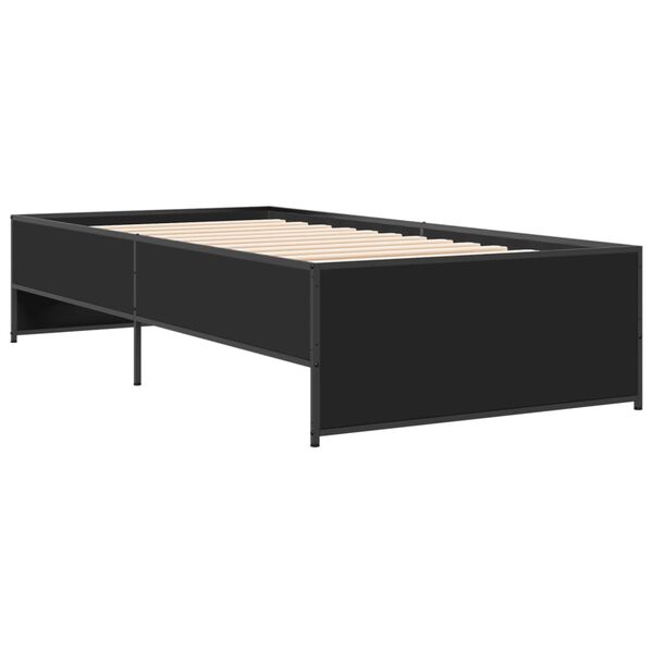 vidaXL Bettgestell Schwarz 75x190 cm Holzwerkstoff und Metall