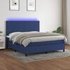 vidaXL Boxspringbett mit Matratze & LED Blau 160x200 cm Stoff