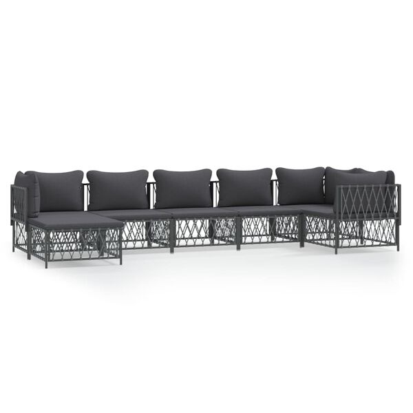 vidaXL 7-tlg. Garten-Lounge-Set mit Kissen Anthrazit Stahl