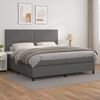 vidaXL Boxspringbett mit Matratze Grau 200x200 cm Kunstleder