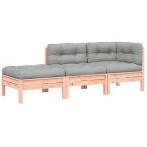 vidaXL Gartensofa mit Kissen und Hocker 3-Sitzer