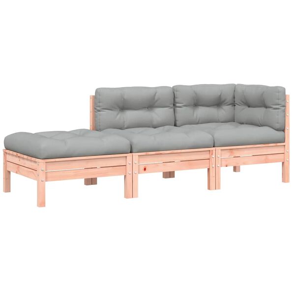 vidaXL Gartensofa mit Kissen und Hocker 3-Sitzer