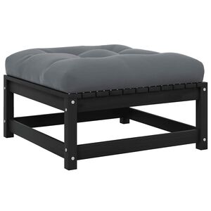 vidaXL Garten-Fu&szlig;hocker mit Kissen Schwarz Kiefer Massivholz